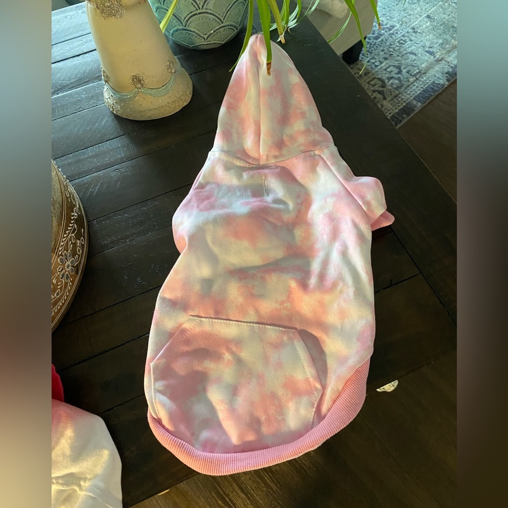 pink/white tye/dye pet hoodie